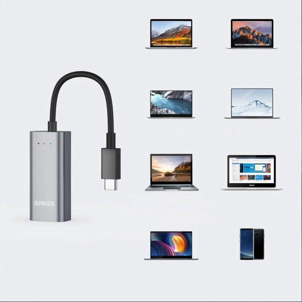 Anker High-Speed Ethernet Adapter Portable 1 Gigabit Hub